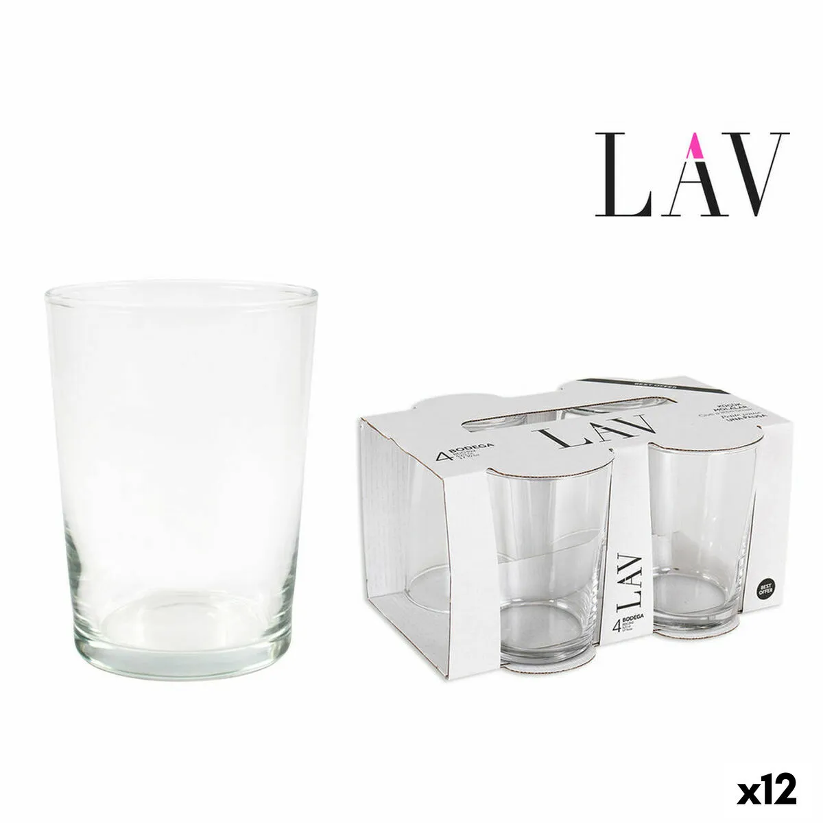 Set di Bicchieri LAV Best offer 4 Pezzi (4 Unità) (12 Unità) (520 ml)