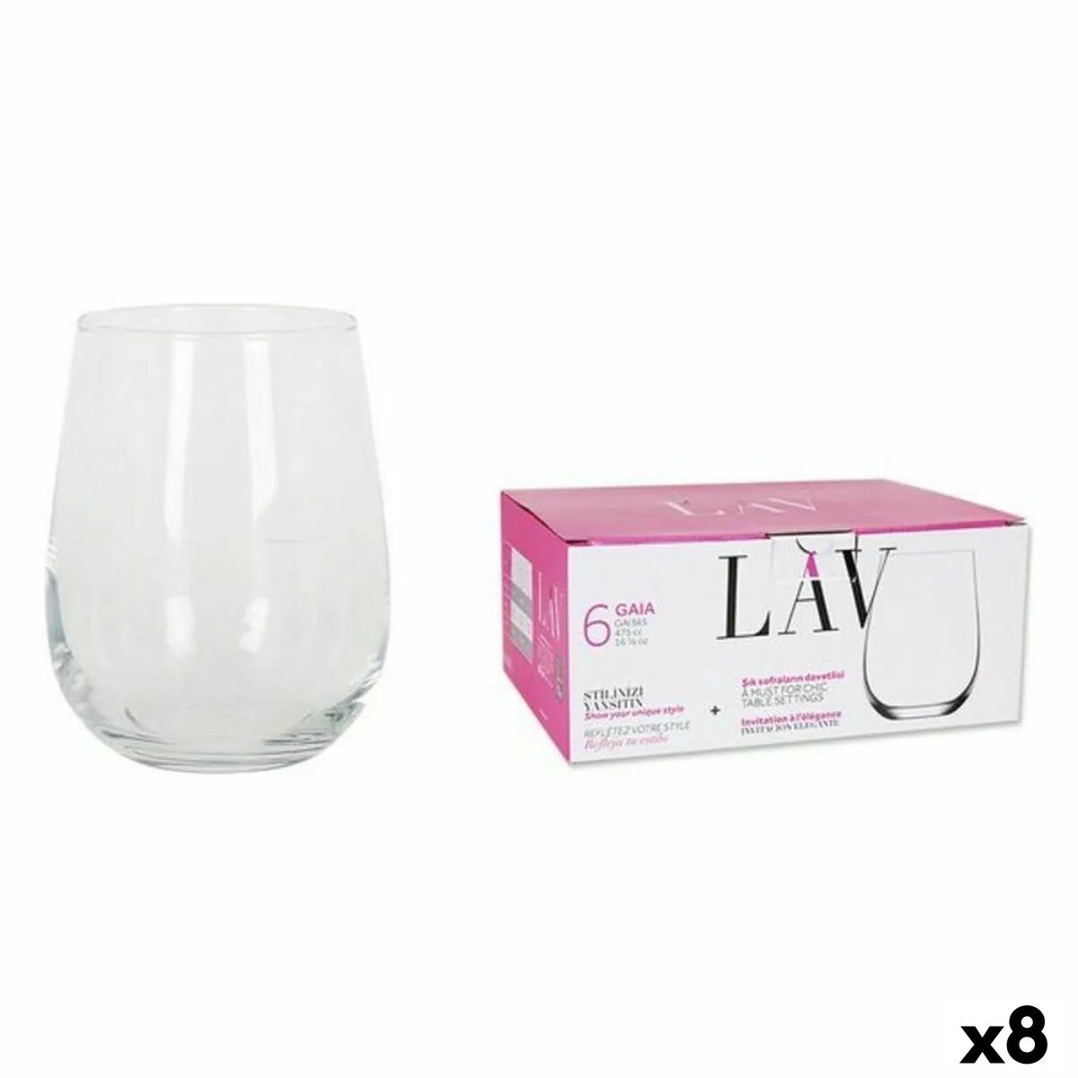 Set di Bicchieri LAV 77949 6 Pezzi (8 Unità) (475 ml)