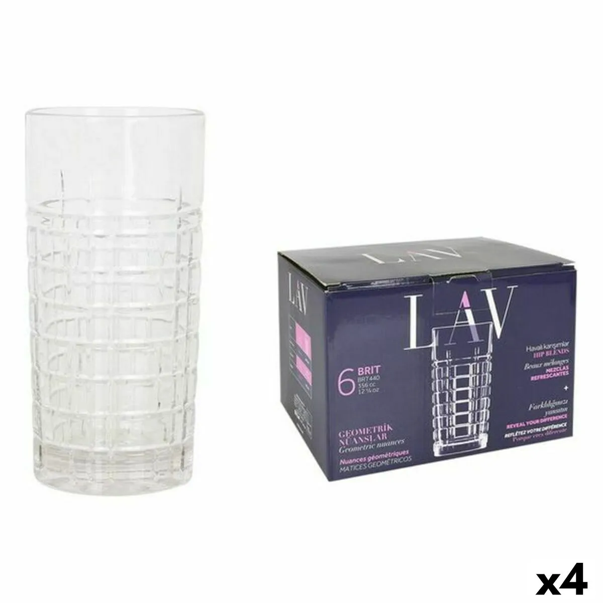 Set di Bicchieri LAV Brit 6 Pezzi (4 Unità) (356 ml)