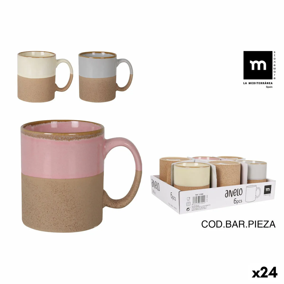 Tazza Mug La Mediterránea Anelo 380 ml (24 Unità)