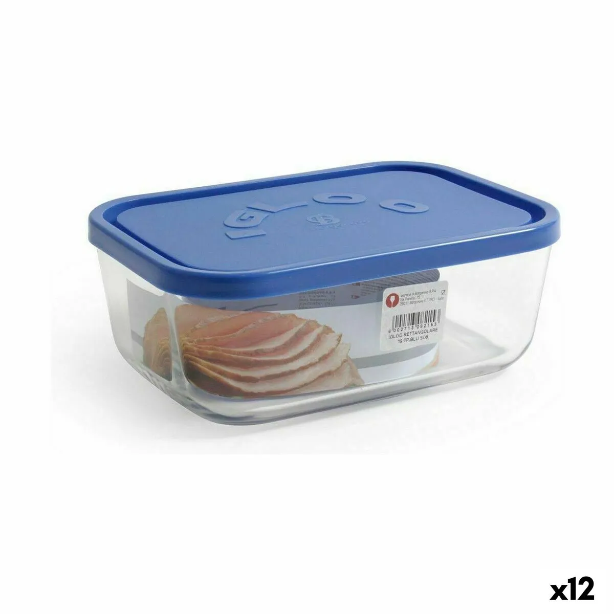 Porta pranzo Borgonovo Azzurro Rettangolare 1,3 L 19 x 13,5 x 7,2 cm (12 Unità)