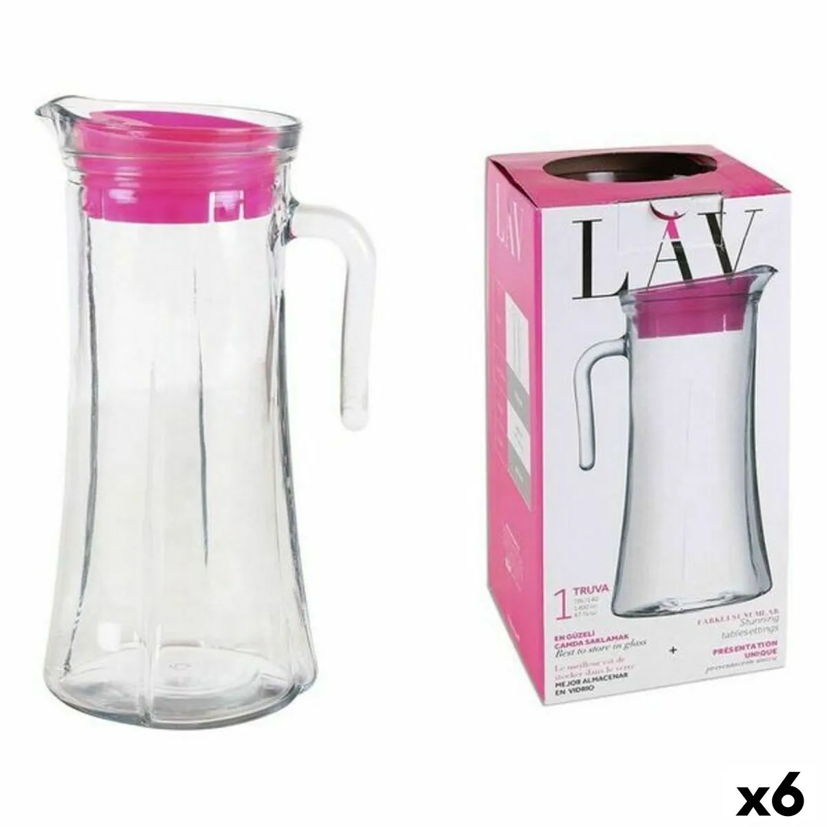 Caraffa in Vetro Trasparente LAV LV-TRU140 PK0001RP (6 Unità) (1400 ml)