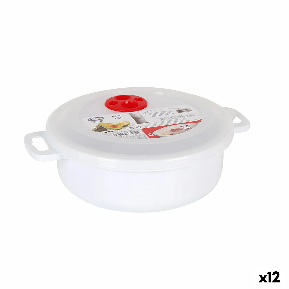 Porta pranzo con Coperchio a Microonde Dem 1,5 L (12 Unità)