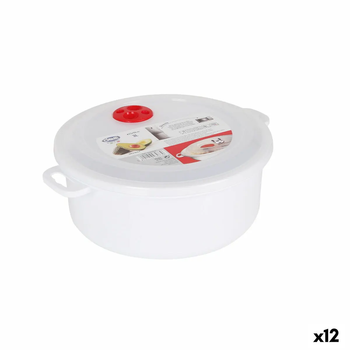 Porta pranzo con Coperchio a Microonde Dem 3 L 28 x 23 x 10 cm (12 Unità)