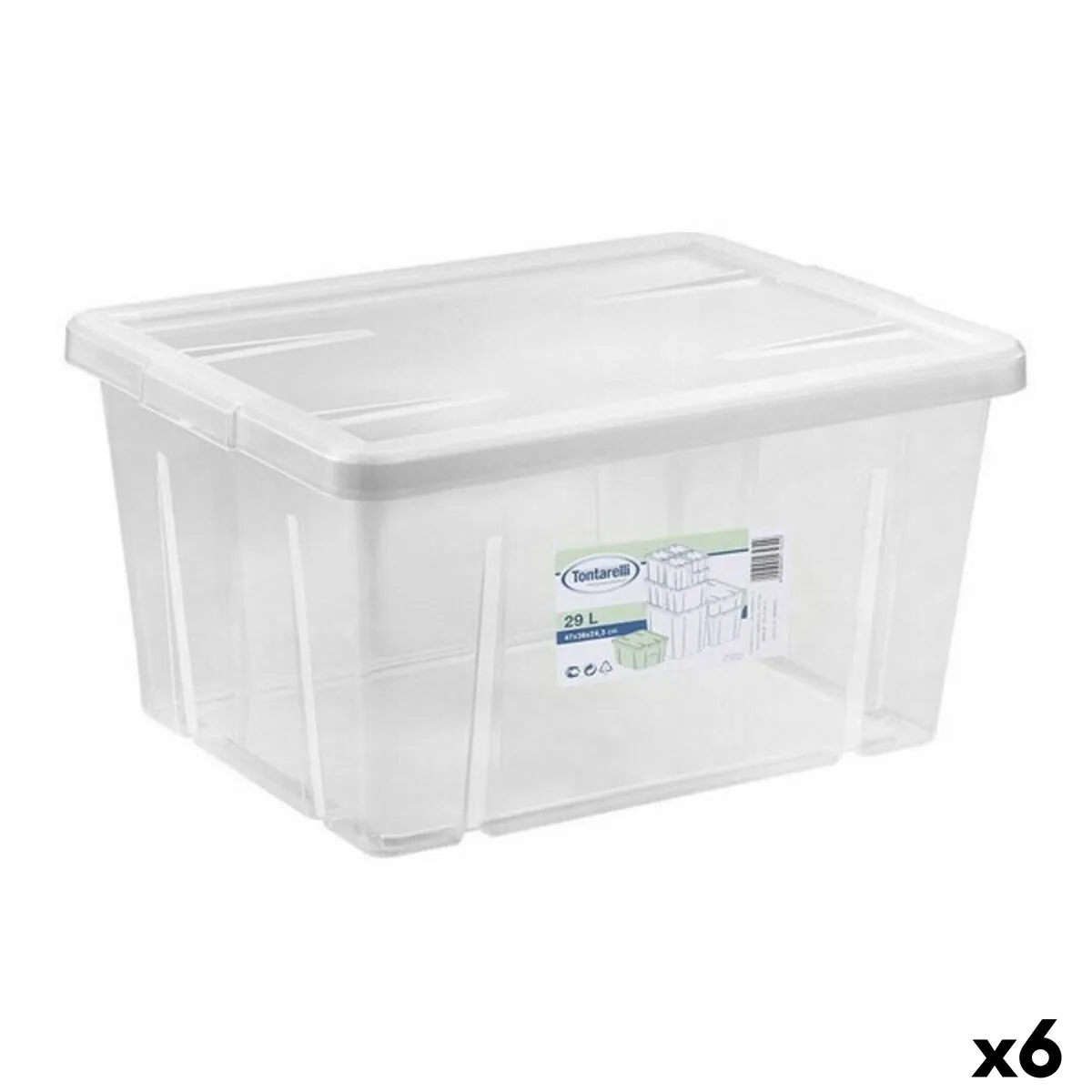 Scatola portaoggetti con coperchio Tontarelli Linea box 29 L 47 x 36 x 24,5 cm (6 Unità)