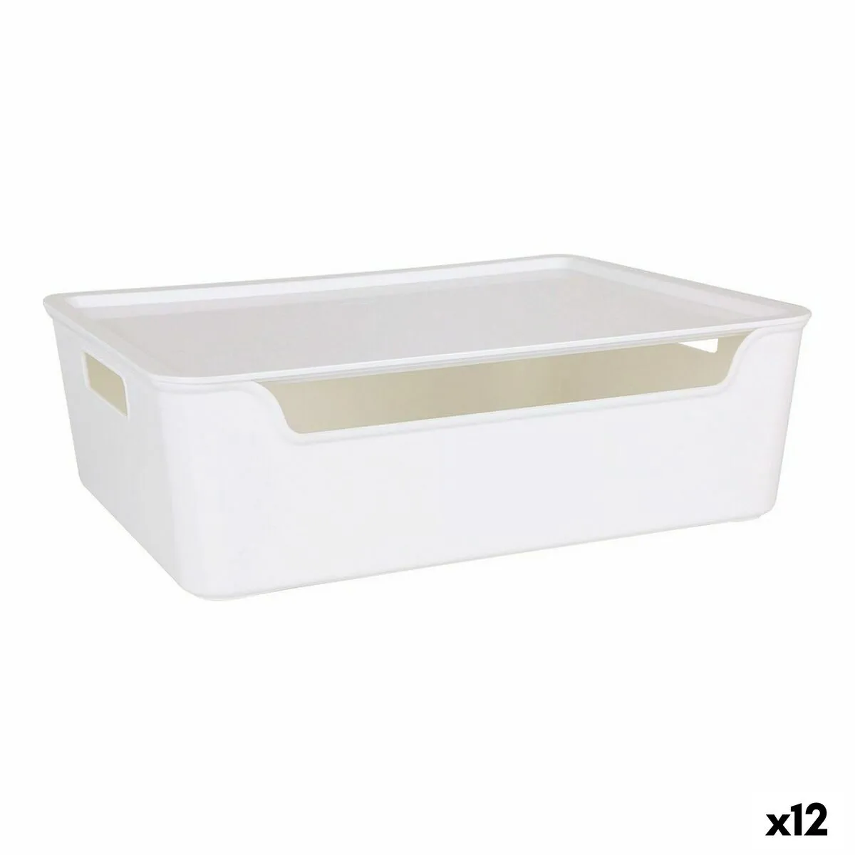 Scatola portaoggetti con coperchio Bella Bianco 36 x 28 x 11,2 cm (12 Unità) (36 x 28 x 11 cm)