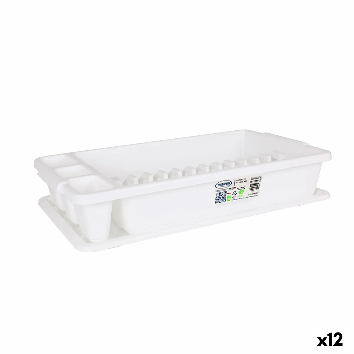 Scolapiatti da Lavandino Tontarelli Scola Plastica Bianco 45 x 26 x 8,5 cm (12 Unità)