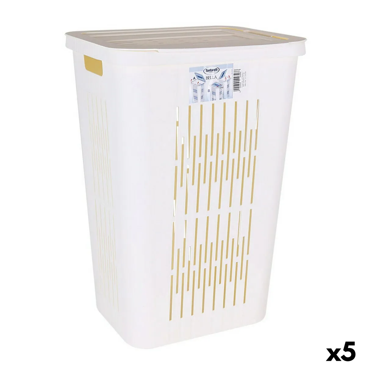 Cesto per i Panni Sporchi Inde Bella Bianco 60 L 40,5 x 33 x 59 cm (5 Unità)