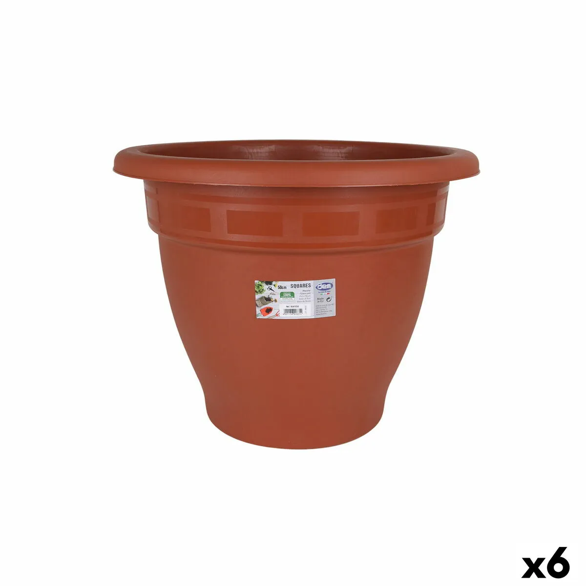 Vaso Dem Squares Plastica Marrone Ø 50 cm (6 Unità)