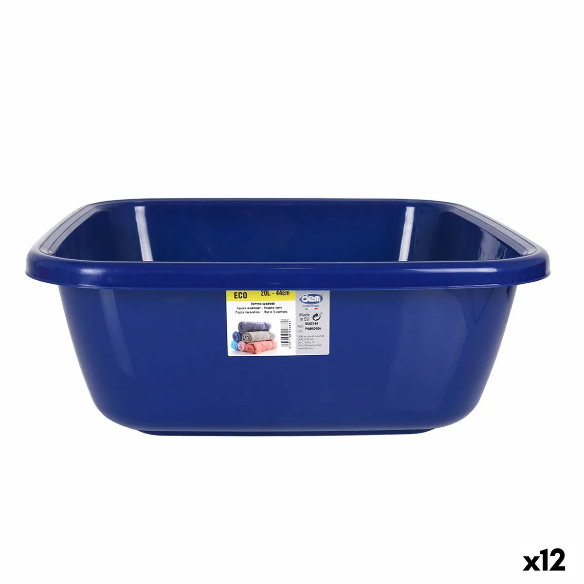 Bacinella Dem Eco Azzurro 20 L Quadrato 44 x 44 x 17 cm (12 Unità)