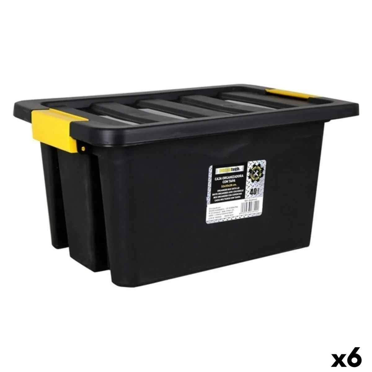 Scatola per Sistemare Impilabile Dem Brico Con coperchio 40 L 52 x 35 x 26 cm (6 Unità)