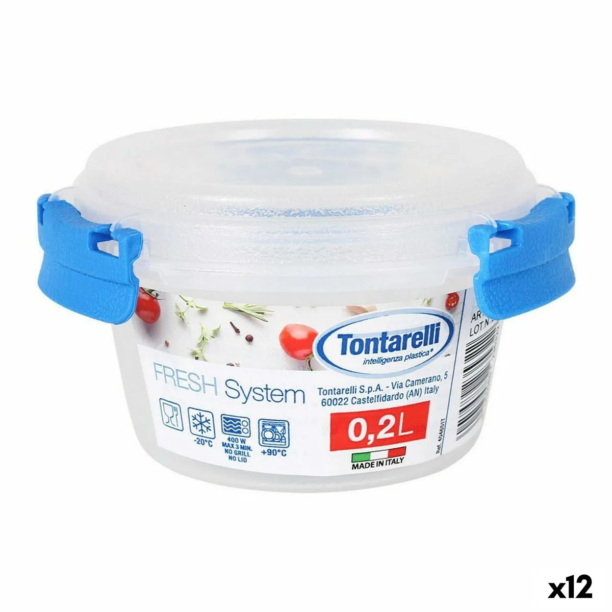 Porta pranzo Ermetico Tontarelli Fresh system Rotonda Trasparente 200 ml Ø 10 x 5,6 cm (12 Unità)