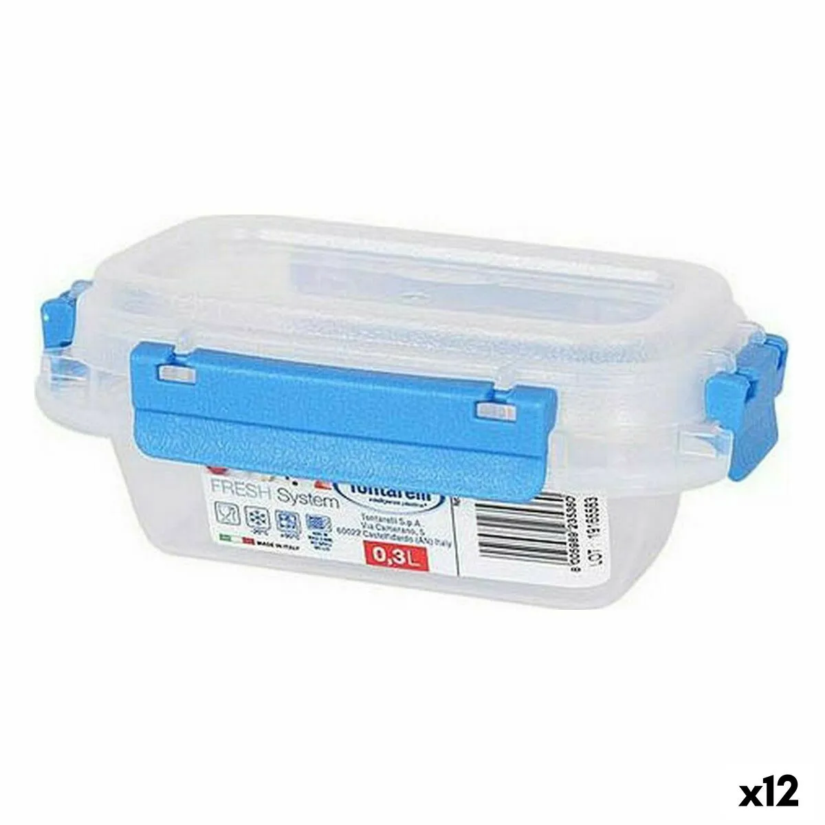 Porta pranzo Ermetico Tontarelli Fresh System 300 ml Rettangolare 9,5 x 14,5 x 5,7 cm (12 Unità)