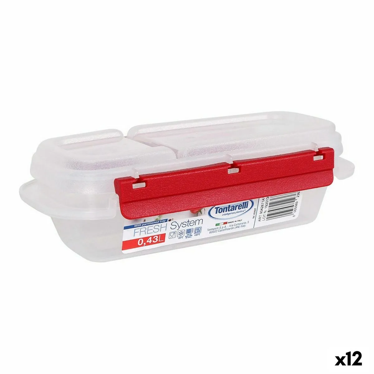 Porta pranzo Fresh system Rettangolare 19 x 9,5 x 5,7 cm (12 Unità)