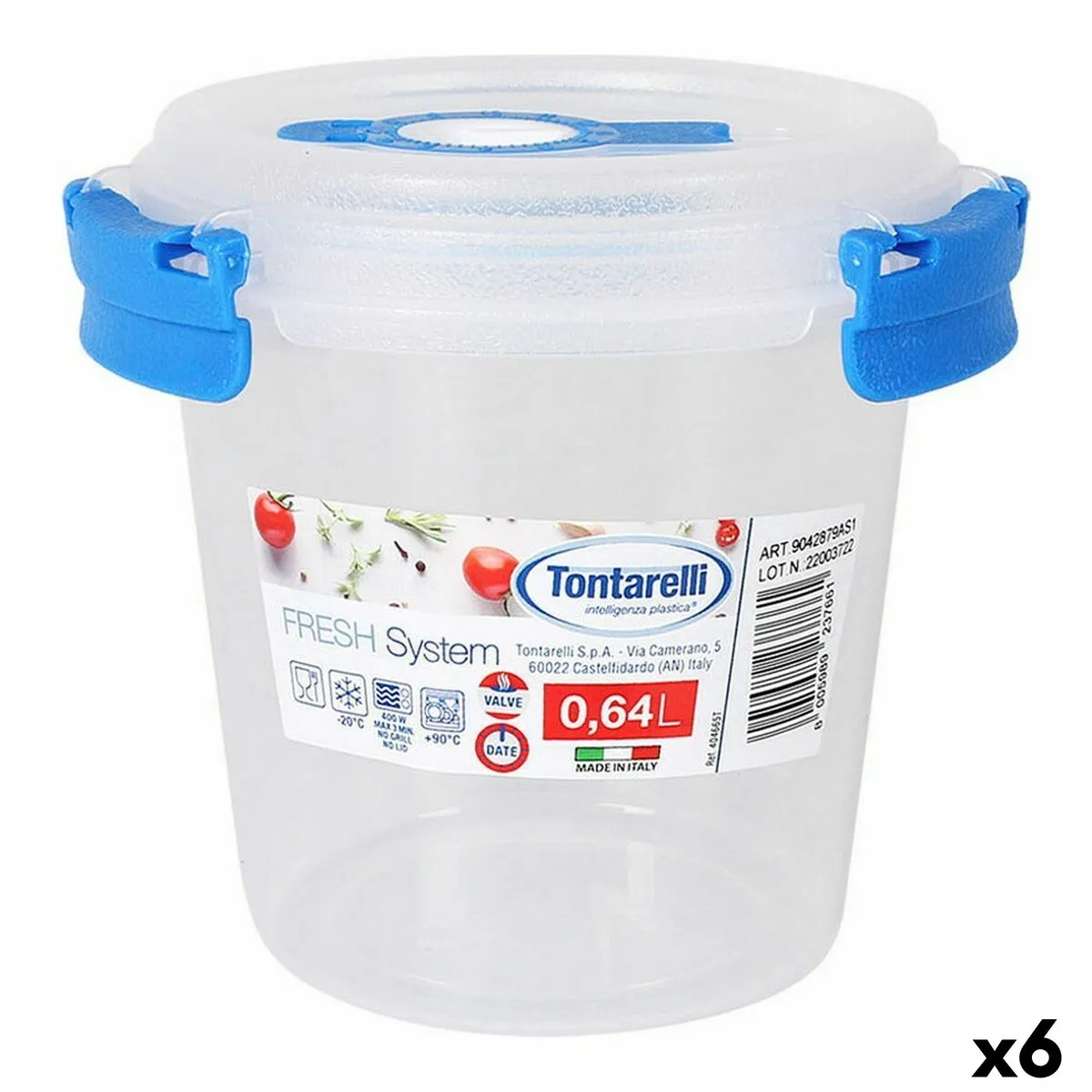 Porta pranzo Ermetico Tontarelli Fresh System Yogurt 640 ml 13,6 x 12,4 x 11,3 cm (6 Unità)