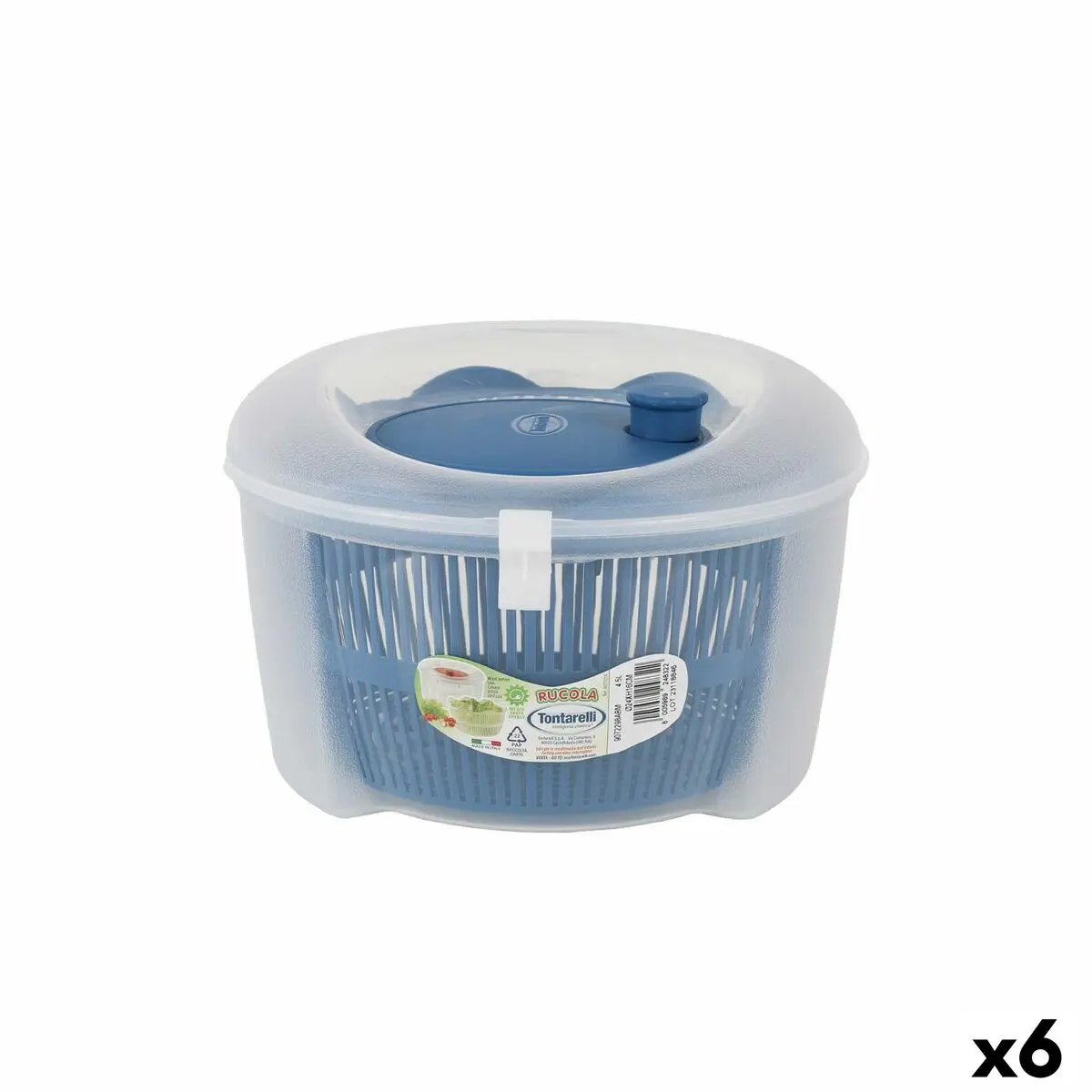 Centrifuga per Insalata Tontarelli Rucola Plastica Trasparente 24,5 x 16 x 24,5 cm (6 Unità)