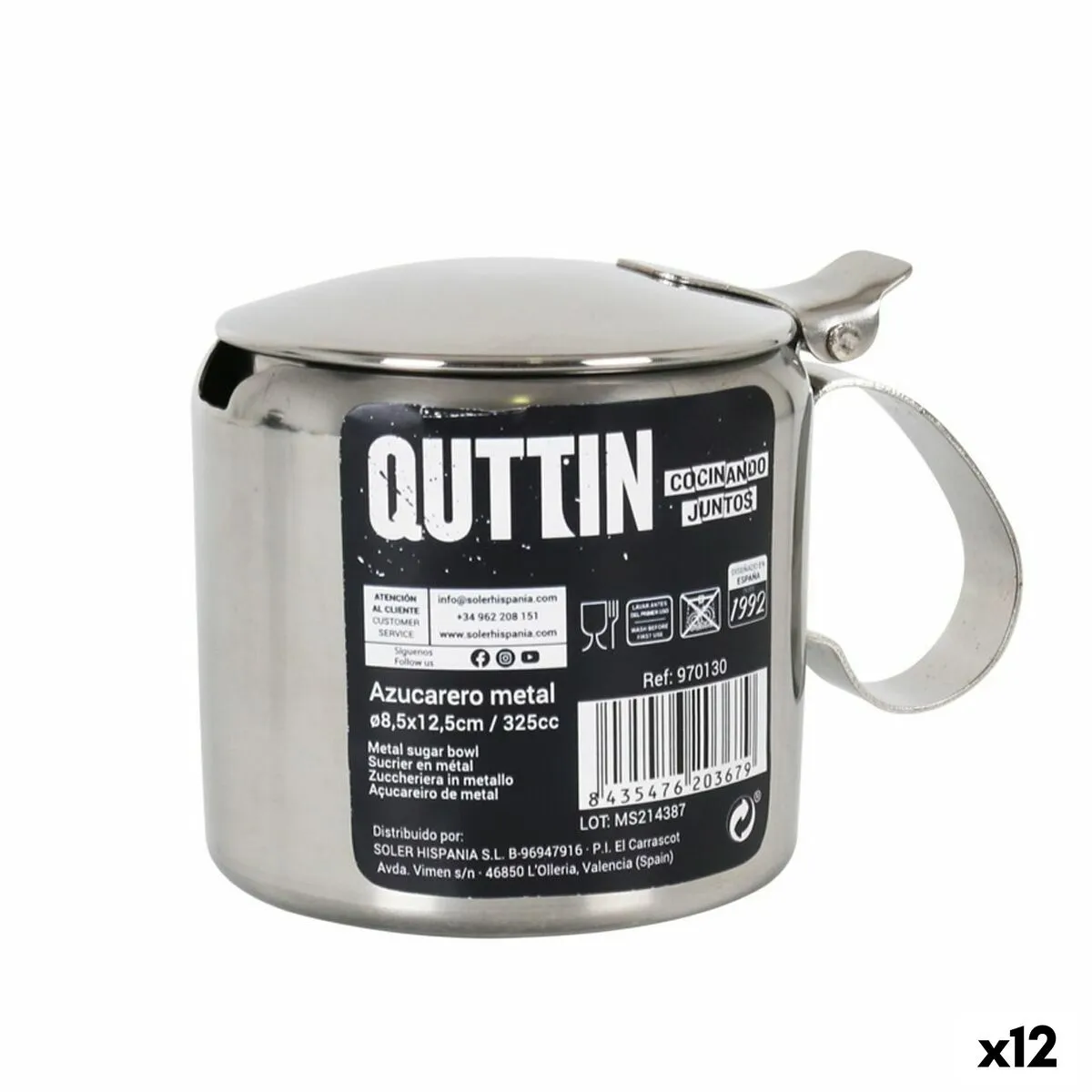 Portazucchero Quttin Quttin 325 ml 8,5 x 12,5 cm Metallo 11 x 7,7 x 8 cm (12 Unità)