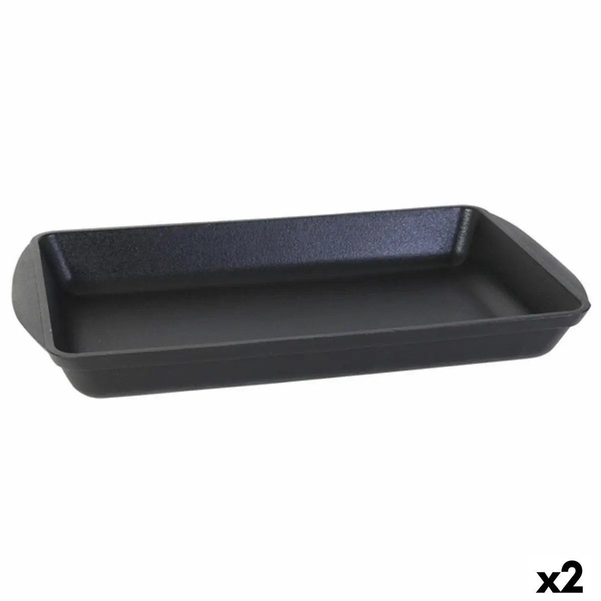 Teglia da Cucina Inde Ferro Fuso Nero 50 x 30 x 6,5 cm (2 Unità)