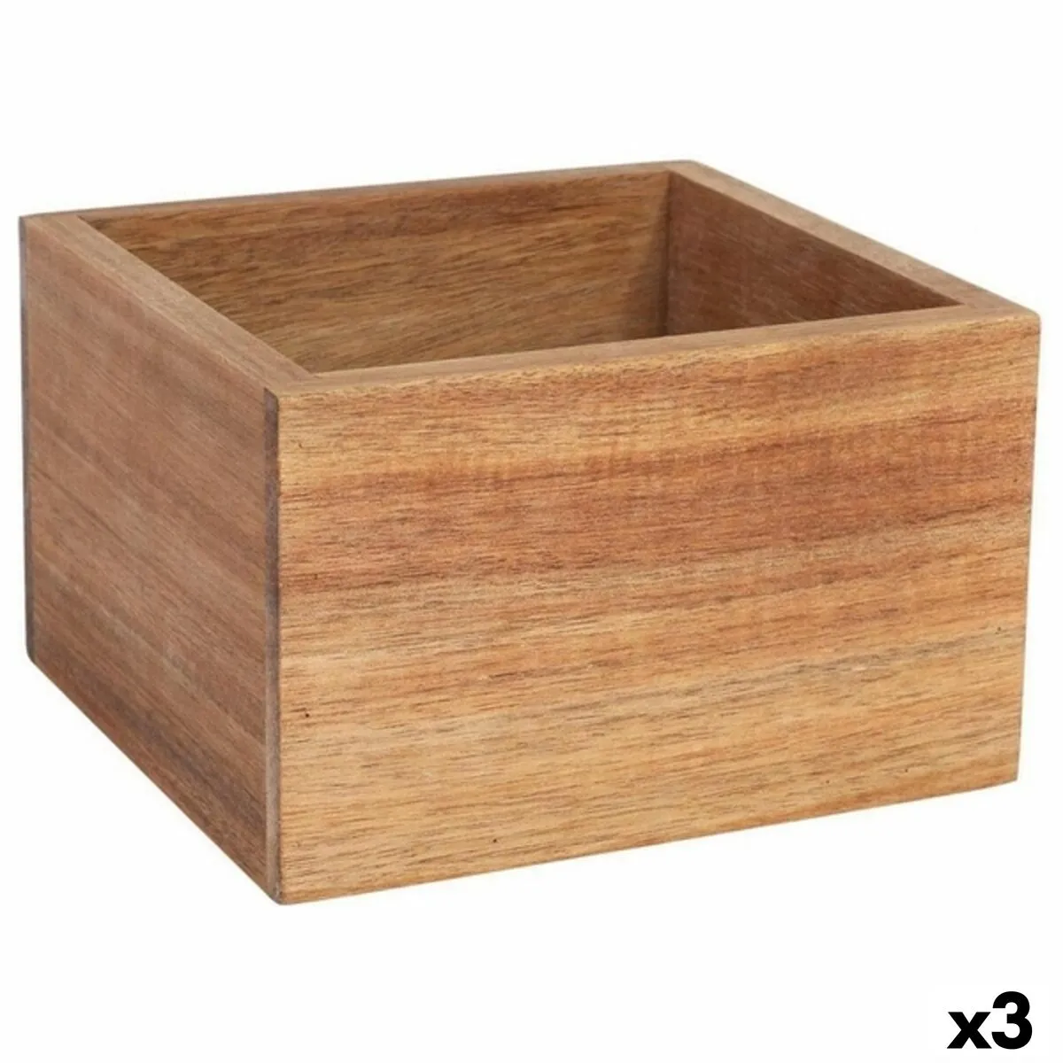 Contenitori per Cassetti Viejo Valle Quadrato Legno di acacia 17,6 x 16,2 x 11 cm (3 Unità)