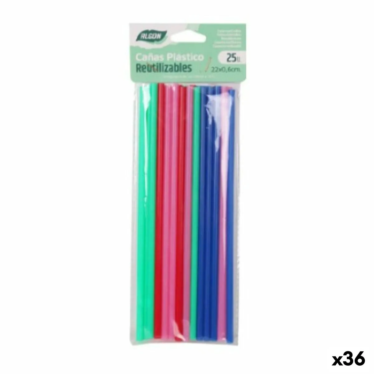 Cannucce Riutilizzabili Algon Multicolore Plastica 36 Unità 22 cm 6 mm