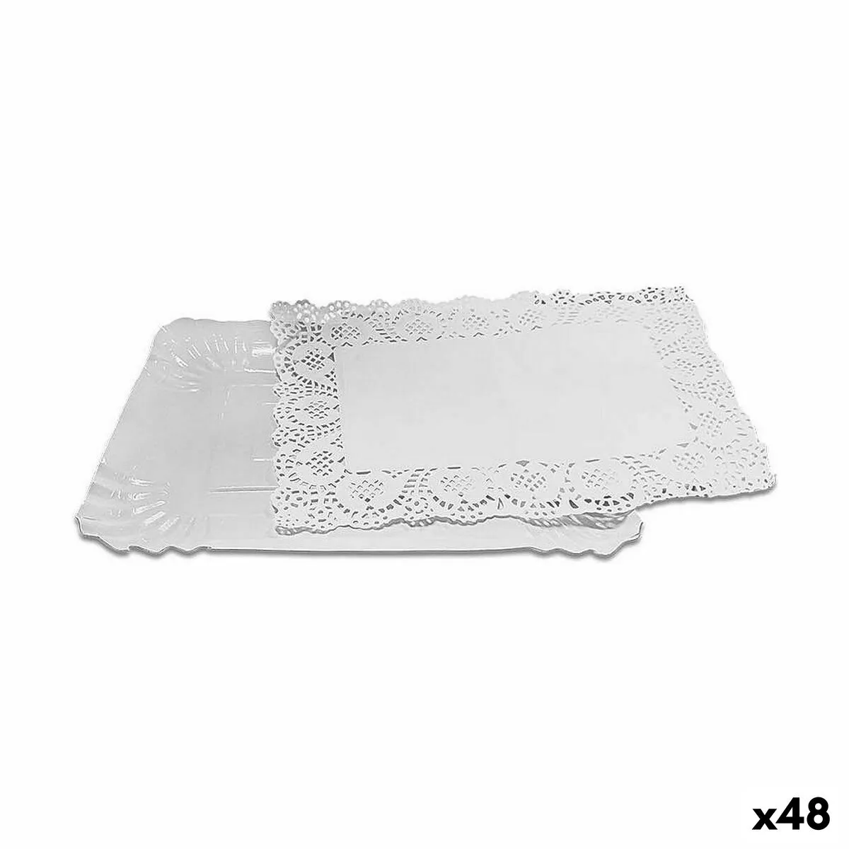 Set di vassoi per alimenti Algon Bianco Rettangolare 4 Pezzi 15 x 22 x 1 cm (48 Unità)