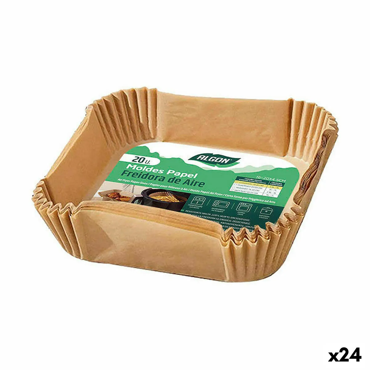 Set di vassoi per alimenti Algon Friggitrice senza Olio 20 cm 20 Pezzi (24 Unità)