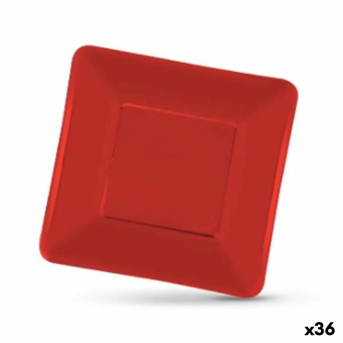 Set di piatti Algon Monouso Cartone Quadrato Rosso 19 x 19 x 1 cm (36 Unità)