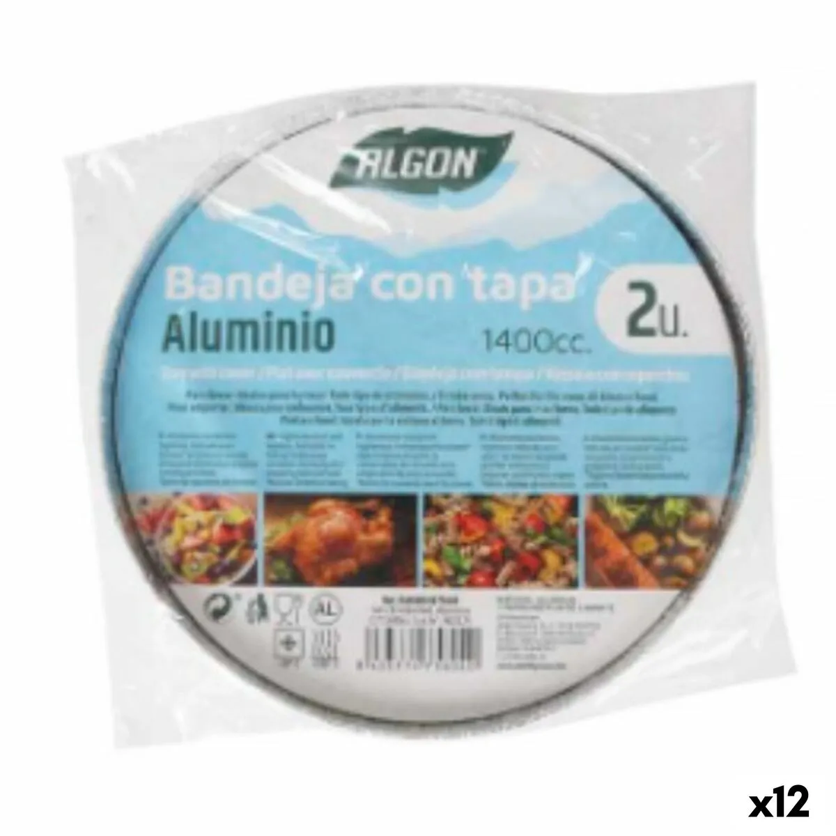 Vassoio con coperchio Algon Rotonda Alluminio 1,4 L 21 x 21 x 6,5 cm (12 Unità)