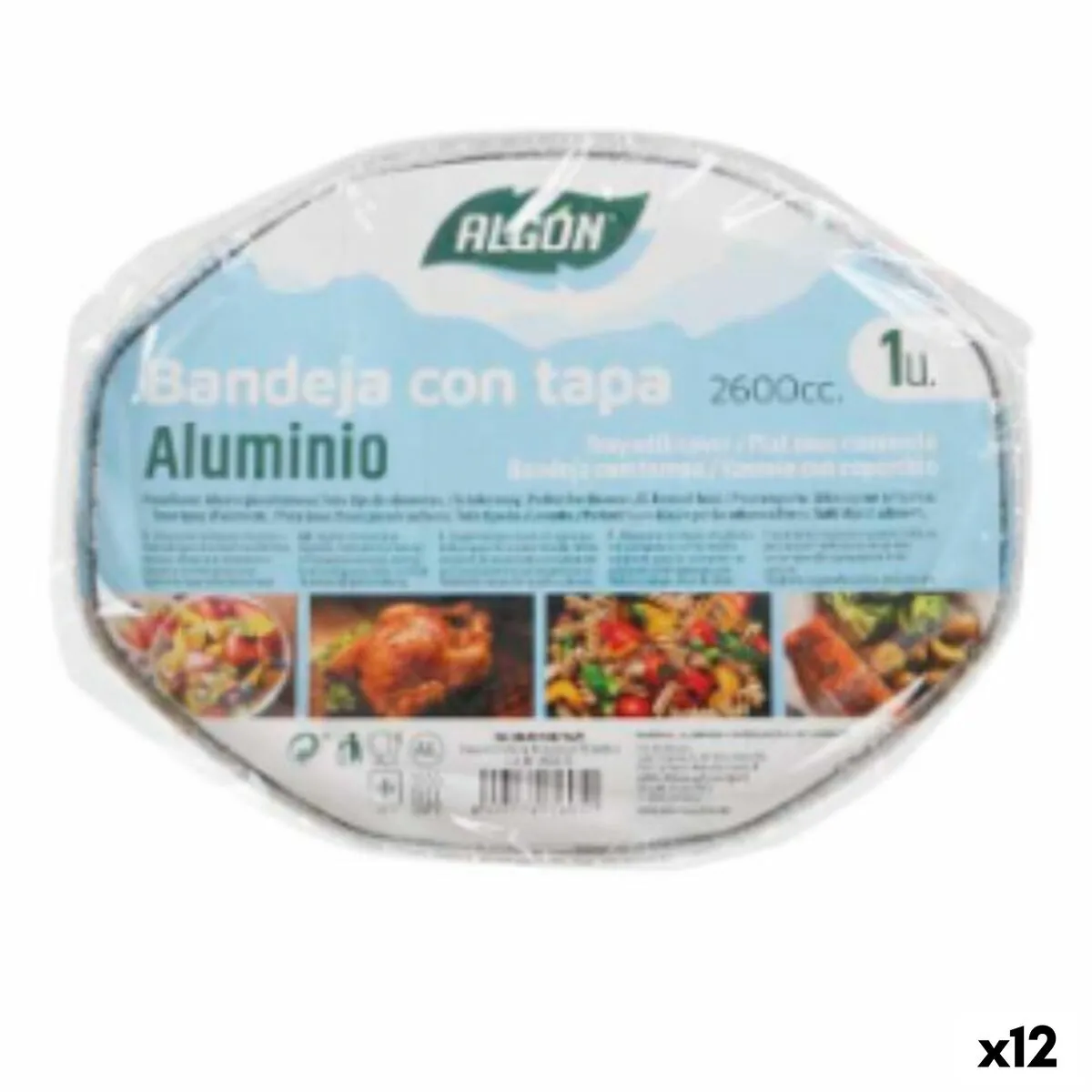 Vassoio con coperchio Algon Alluminio Ovale 2,6 L 25 x 20 x 9,7 cm (12 Unità)