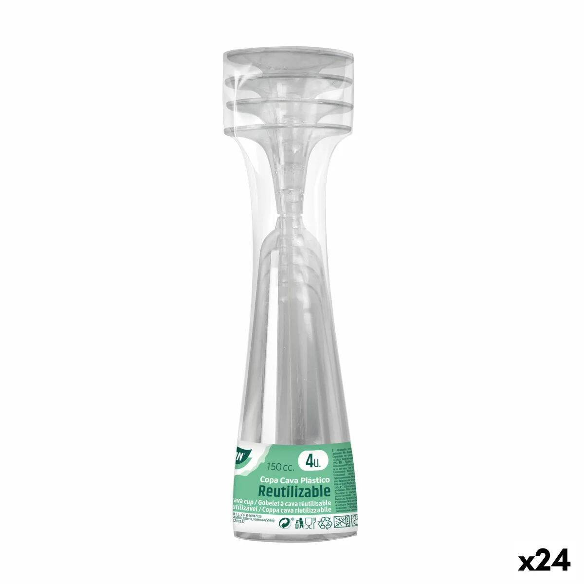 Calici da champagne riutilizzabili Algon Trasparente 24 Unità 150 ml (4 Pezzi)