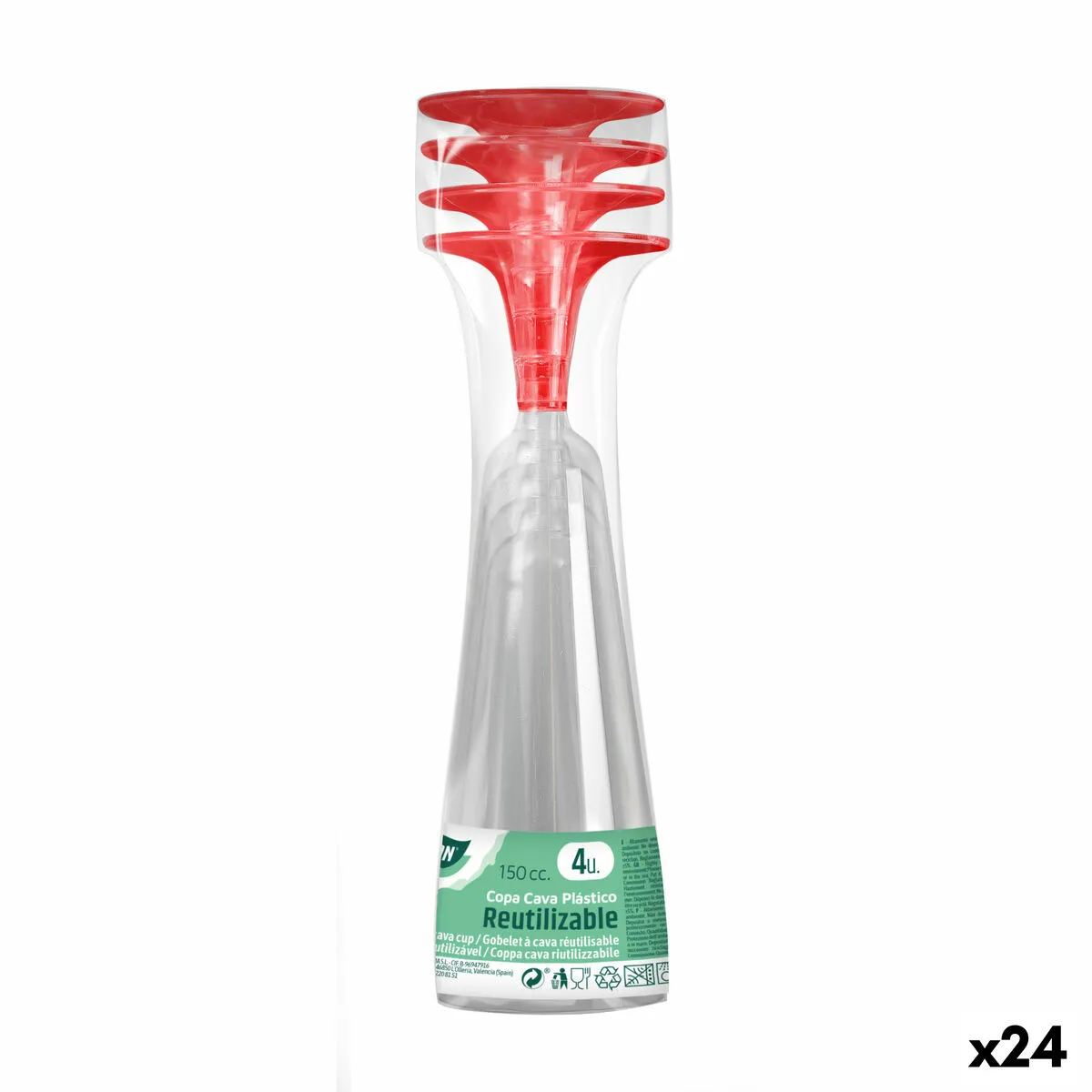 Calici da champagne riutilizzabili Algon Rosso 24 Unità 150 ml (4 Pezzi)