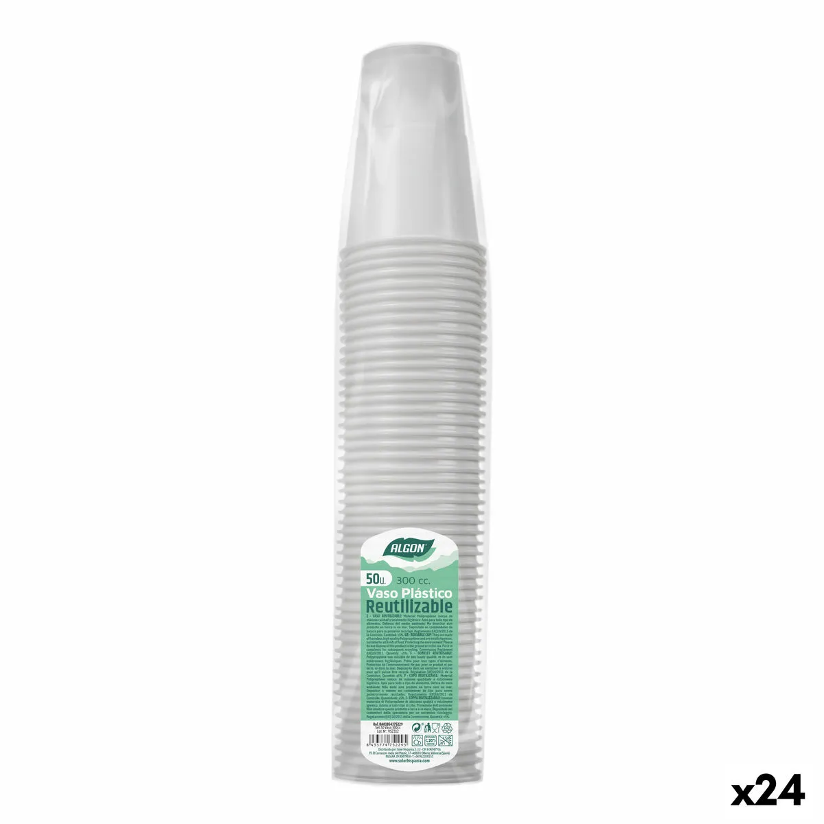 Set di bicchieri riutilizzabili Algon Bianco 24 Unità 300 ml (50 Pezzi)