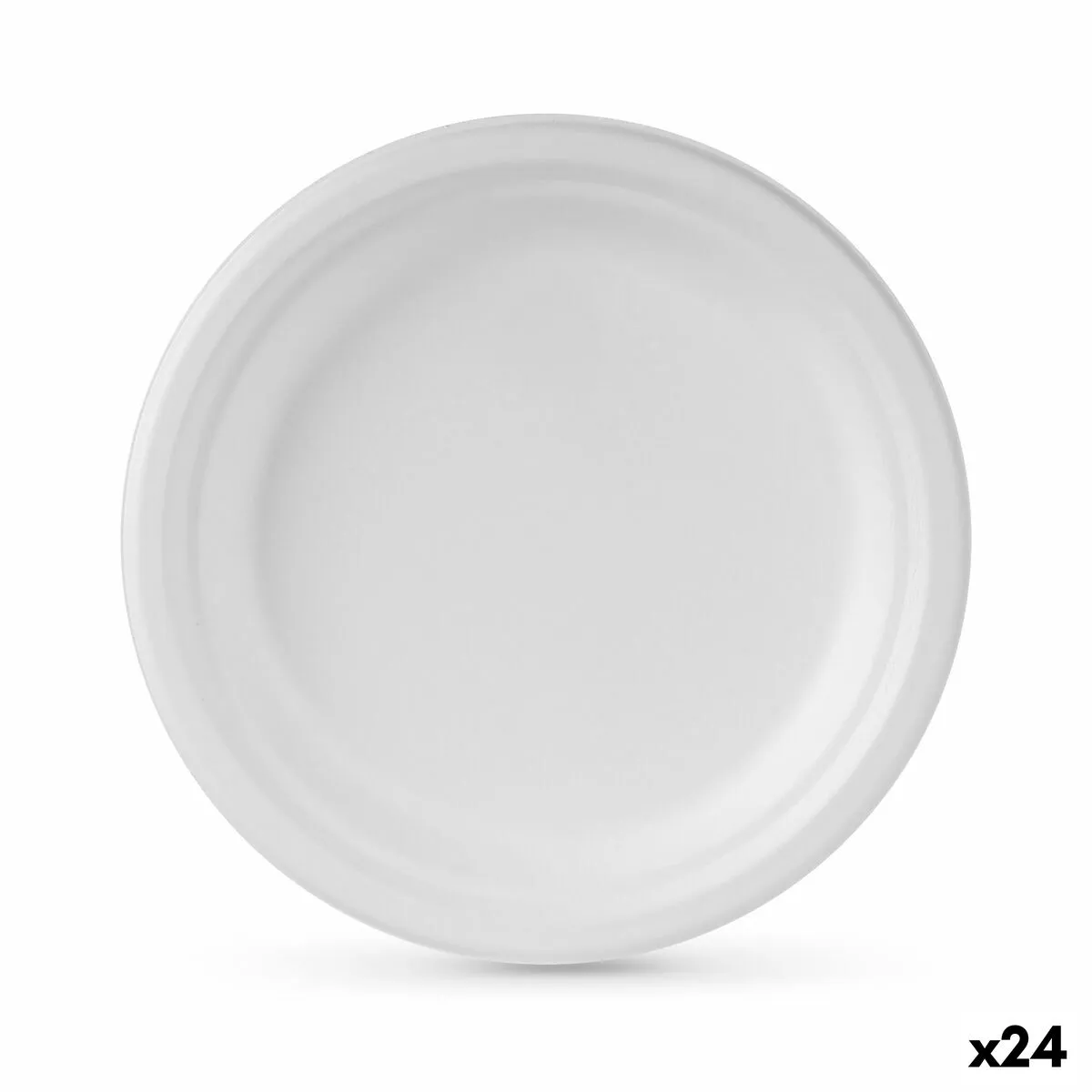 Set di piatti Algon Monouso Bianco Canna da Zucchero 22 cm (24 Unità)