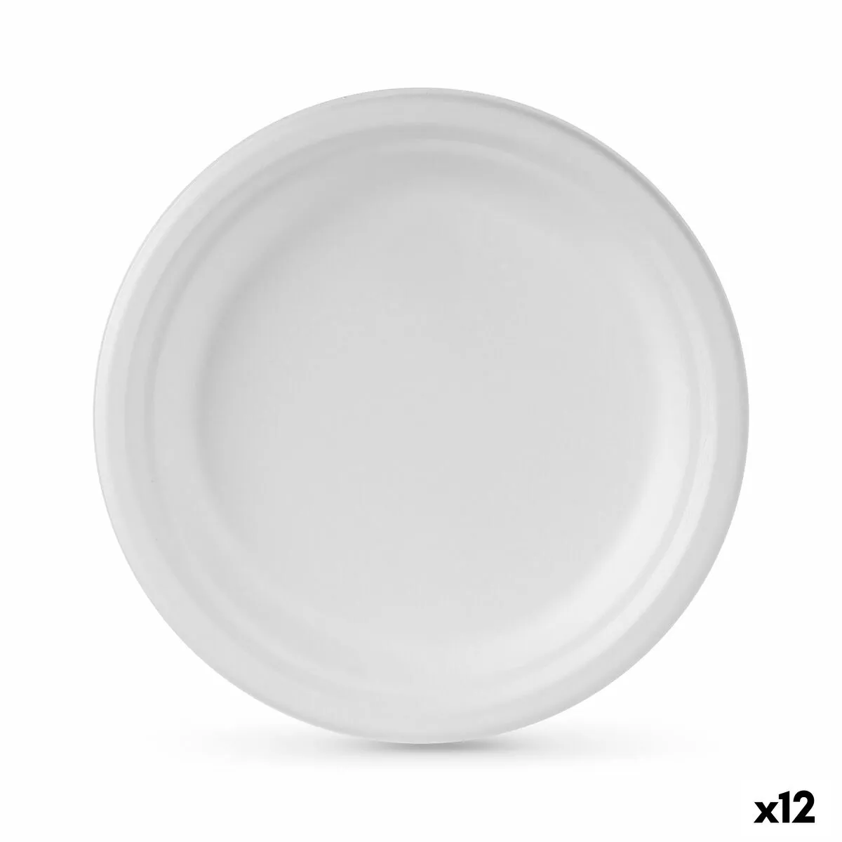 Set di piatti Algon Monouso Bianco Canna da Zucchero 22 cm (12 Unità)