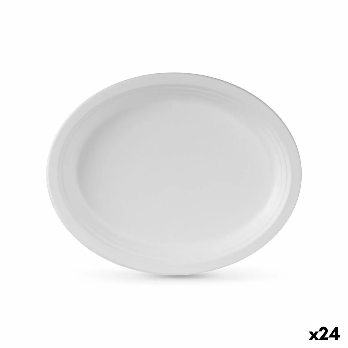 Set di piatti Algon Monouso Bianco Canna da Zucchero Ovale 26 cm (24 Unità)