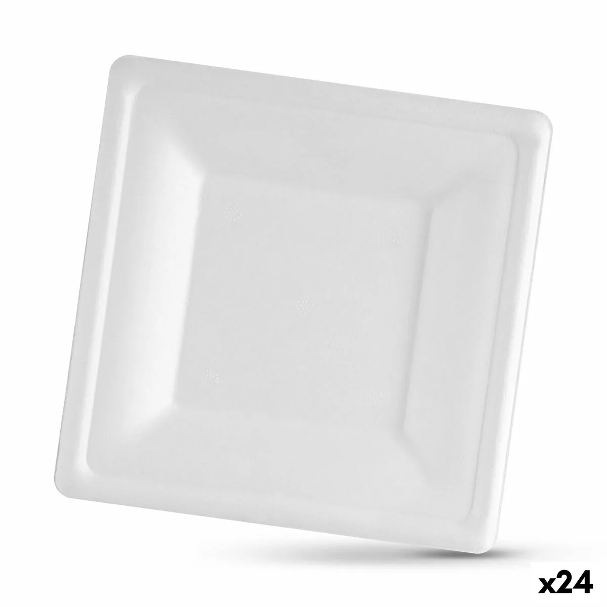 Set di piatti Algon Monouso Bianco Canna da Zucchero Quadrato 16 cm (24 Unità)