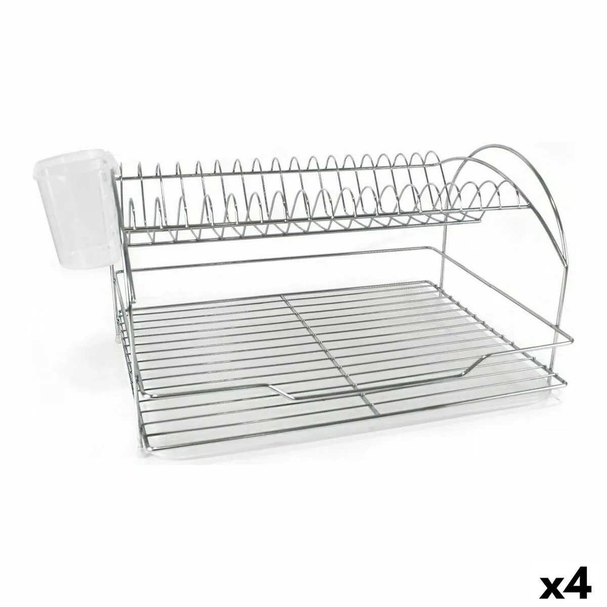 Scolapiatti da Lavandino Quttin Bianco Argentato Metallo 46,5 x 35,5 x 26 cm 4,5 mm (4 Unità)