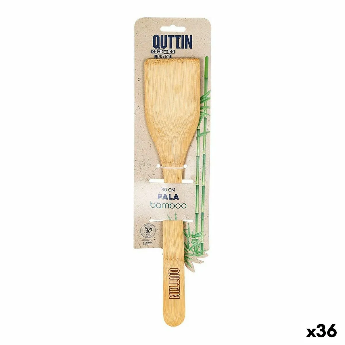 Paletta da Cucina Quttin Marrone Lama diritta Bambù 30 x 6,2 x 0,8 cm (36 Unità)