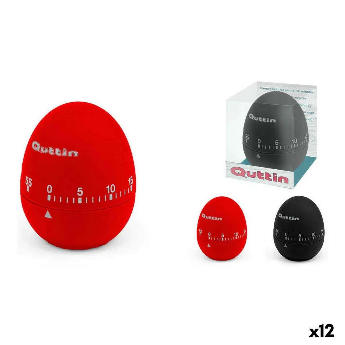 Timer da Cucina Quttin GR-52799 6 x 6 x 7,5 cm (12 Unità)