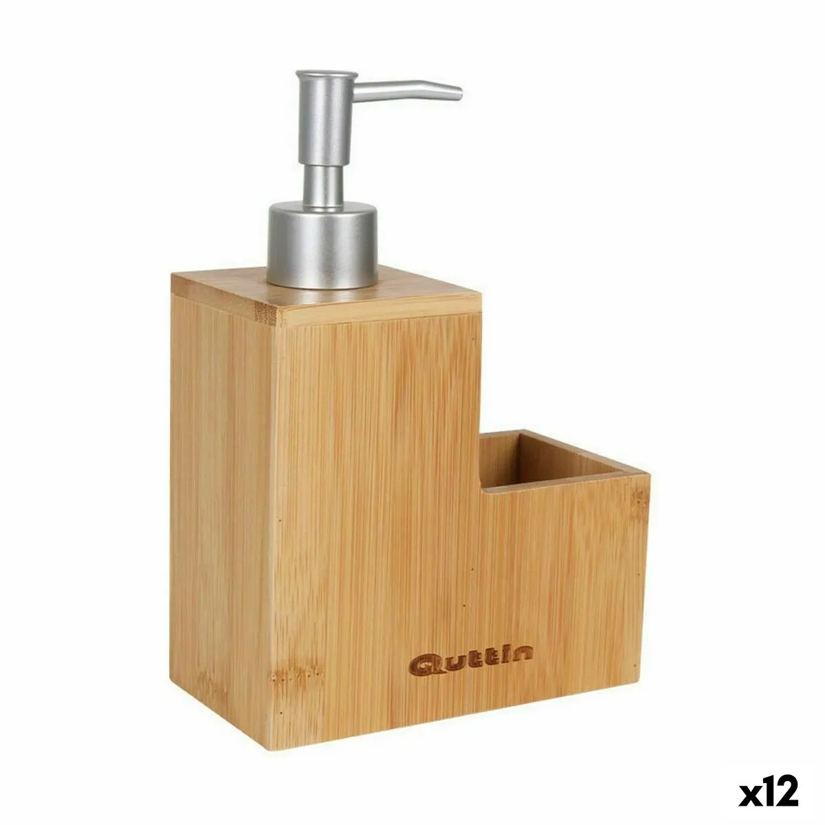 Dispenser di Sapone Quttin Marrone Argentato Bambù (12 Unità)