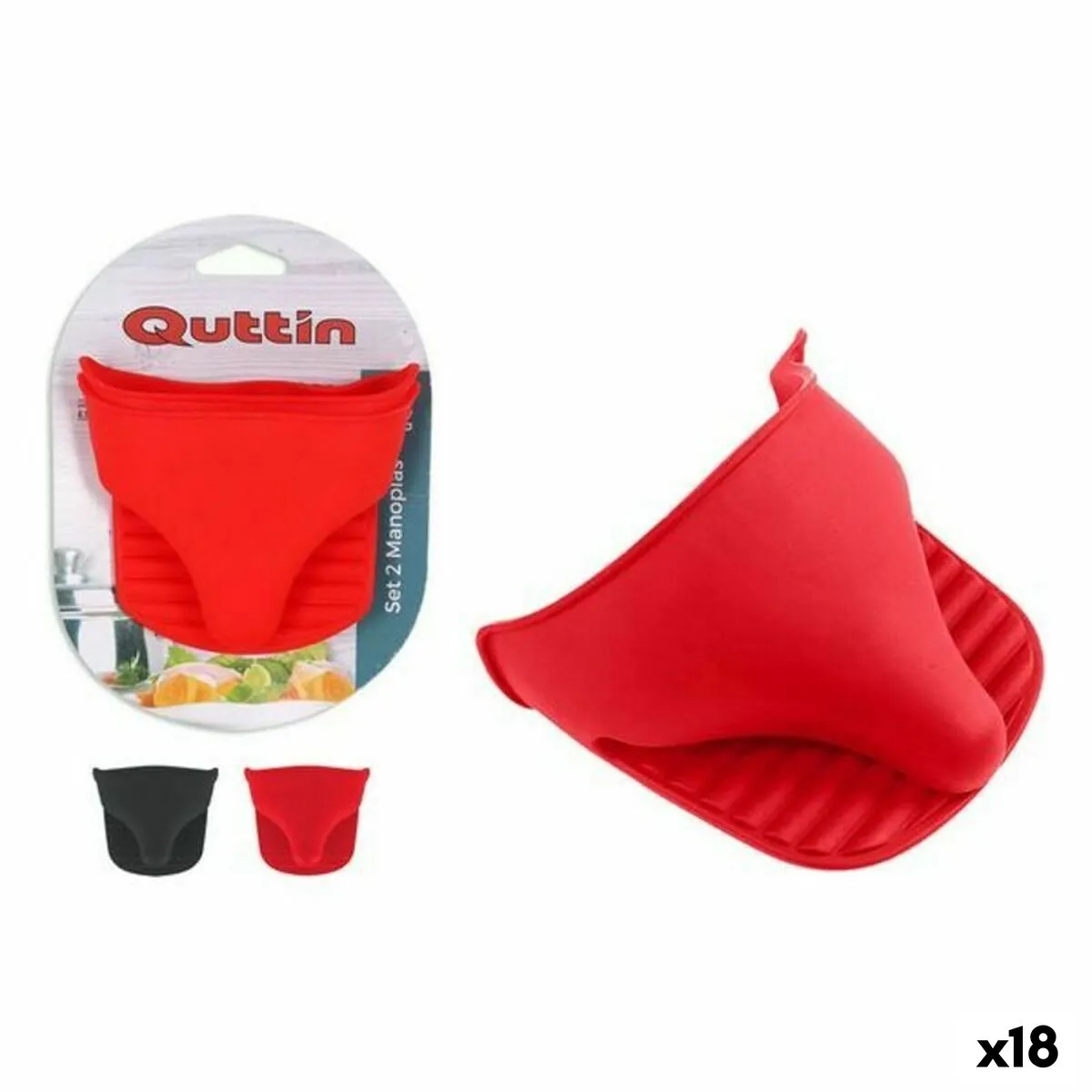 Guantone da Forno Quttin Silicone 2 Pezzi 12 x 10 x 2 cm (18 Unità)