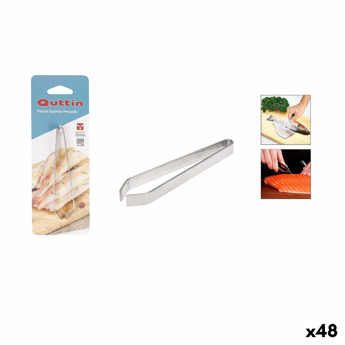 Pinze da Cucina Quttin Acciaio inossidabile Pesce 10,8 x 0,9 cm (48 Unità)