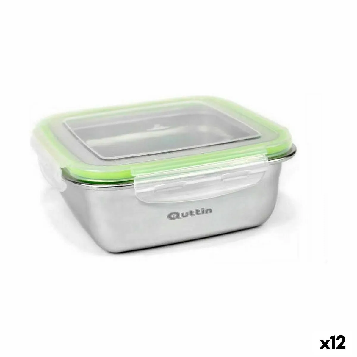 Porta pranzo Ermetico Quttin Quadrato Acciaio inossidabile 400 ml 12 x 12 x 6 cm (12 Unità)