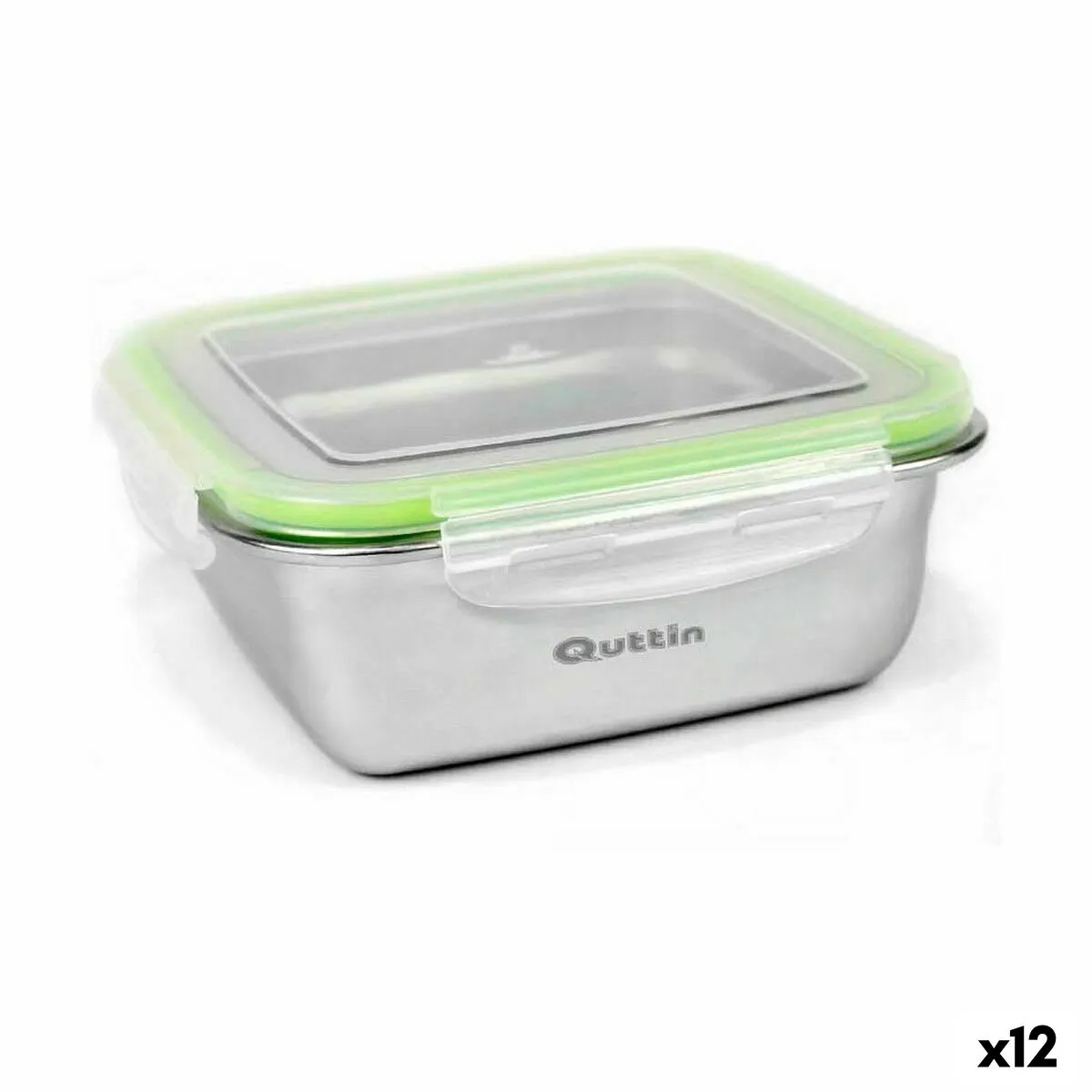 Porta pranzo Ermetico Quttin Quadrato Acciaio inossidabile 1,2 L 18 x 18 x 7 cm (12 Unità)