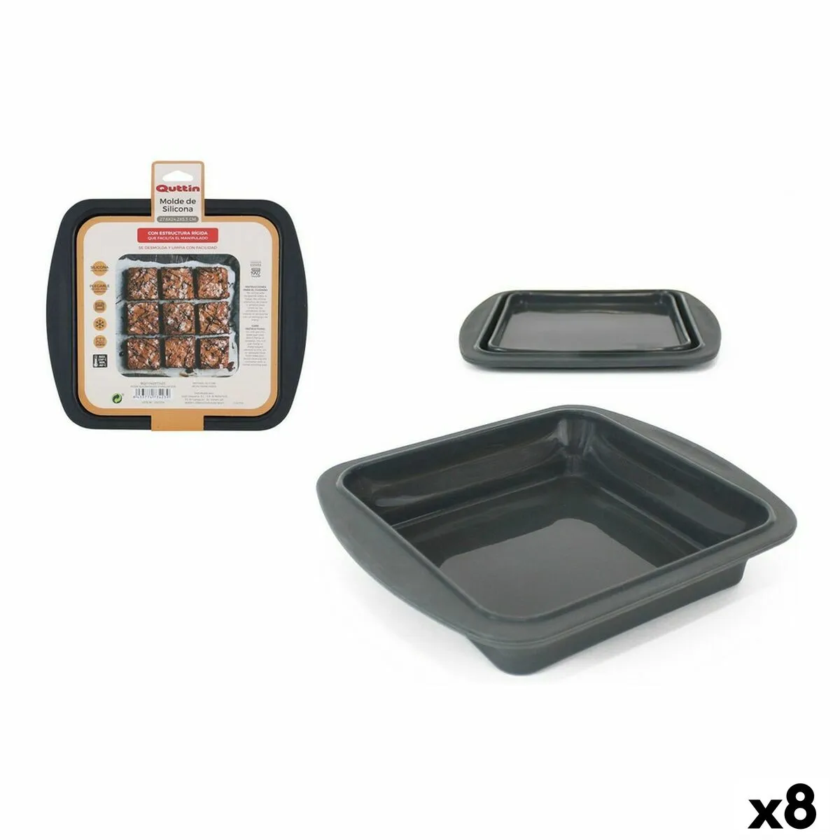 Stampo da Forno Quttin Silicone Rigido 27,6 x 24,2 x 5,3 cm (8 Unità)