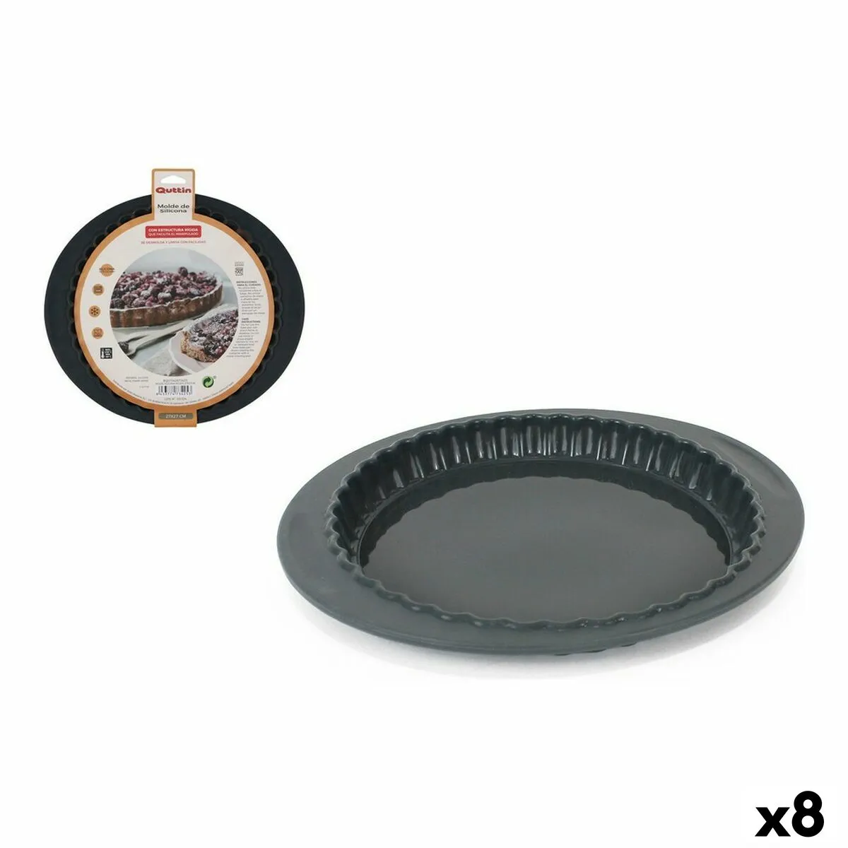 Stampo da Forno Quttin Silicone Rigido 27 x 27 cm (8 Unità)