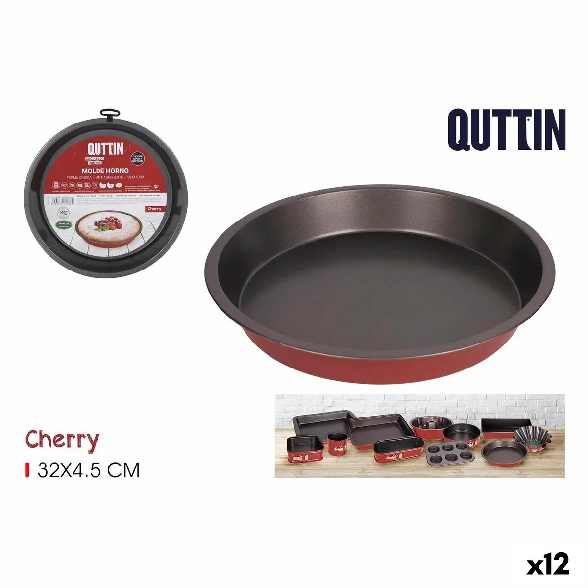 Stampo da Forno Quttin Cherry Acciaio al carbonio 32 x 32 x 5 cm (12 Unità)