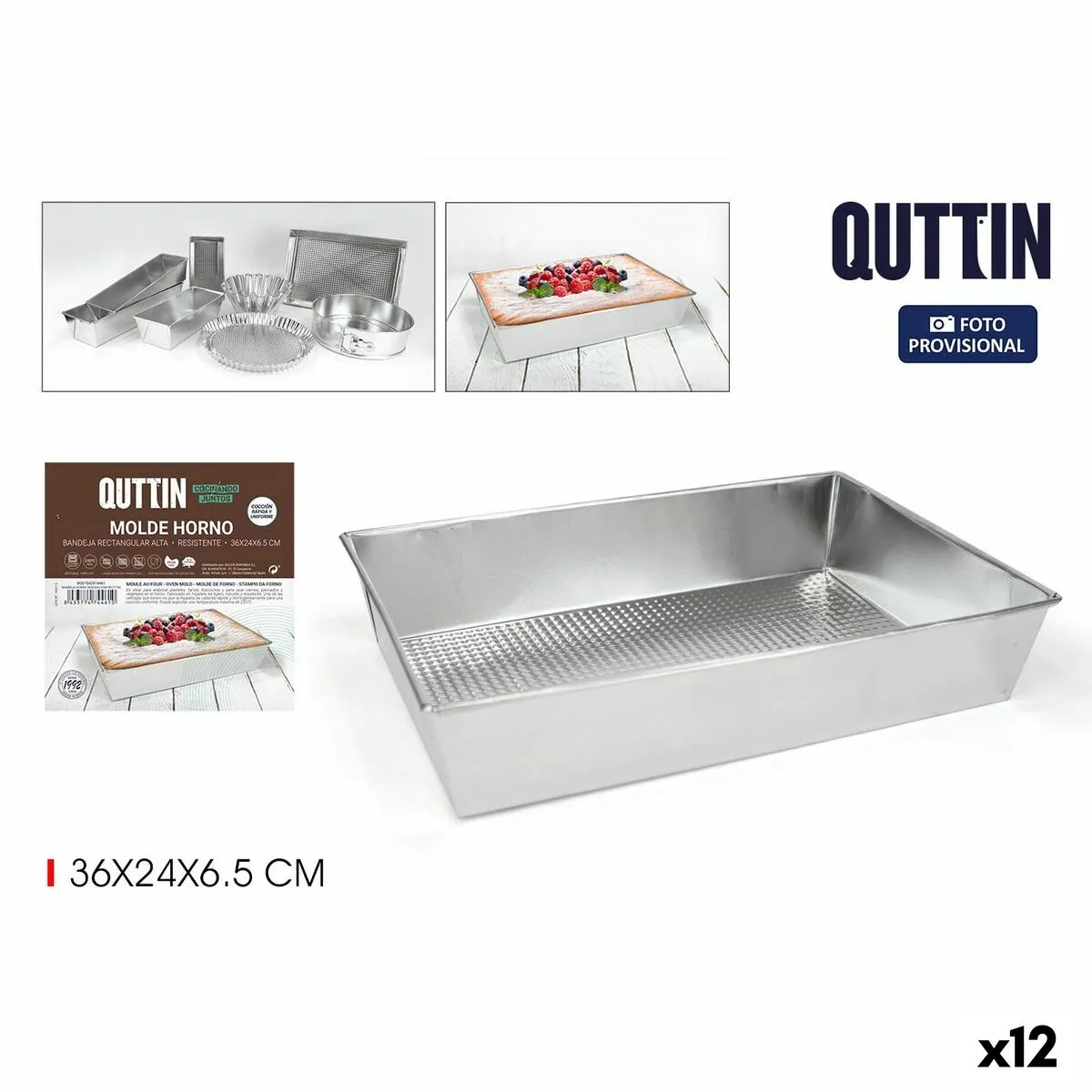 Vassoio da Forno Quttin Rettangolare 36 x 24 x 6,5 cm (12 Unità)