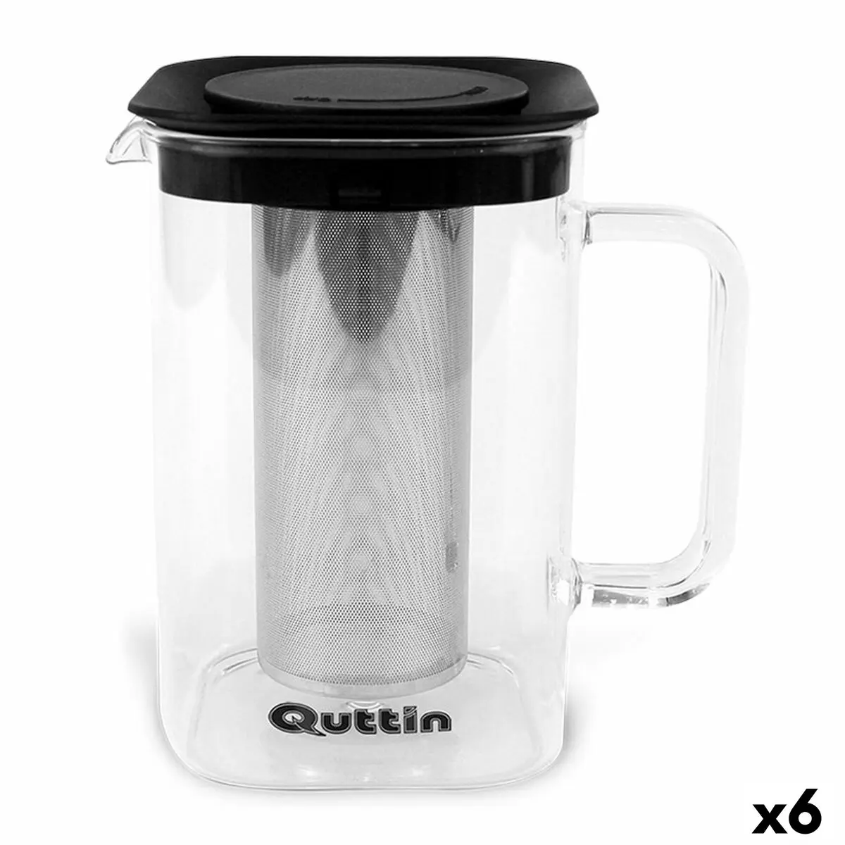 Caraffa con Filtro per Infusioni Quttin Quadrato Vetro Borosilicato 1 L (6 Unità)