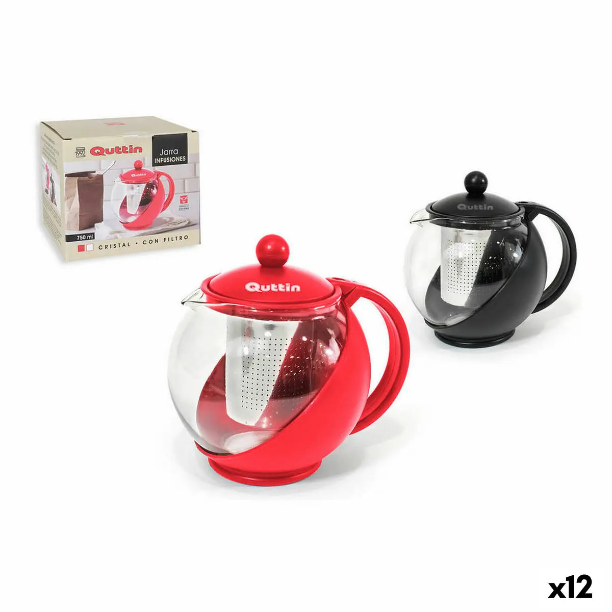 Caraffa con Filtro per Infusioni Quttin Cristallo 750 ml (12 Unità)